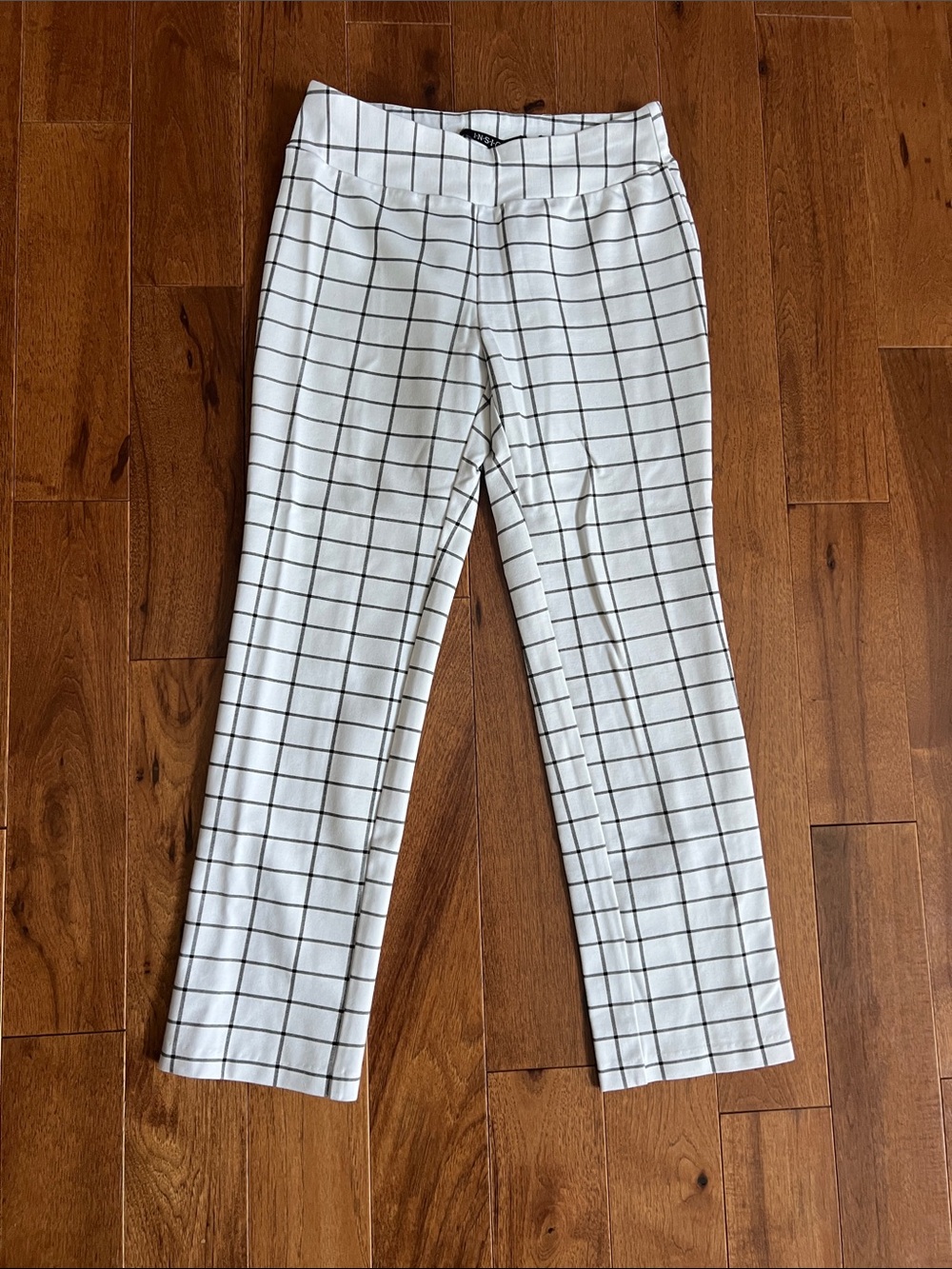 Insight White Windowpane Straight Leg Trousers